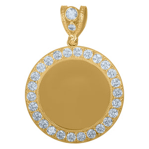 10kt Yellow Gold Mens Cubic Zirconia Medallion Fashion Charm Pendant