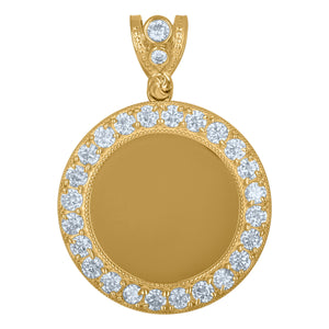 10kt Yellow Gold Mens Cubic Zirconia Medallion Fashion Charm Pendant
