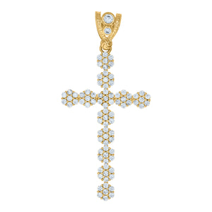 10kt Yellow Gold Mens Cubic Zirconia Cross Religious Charm Pendant