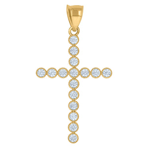 10kt Yellow Gold Mens Cubic Zirconia Cross Religious Charm Pendant