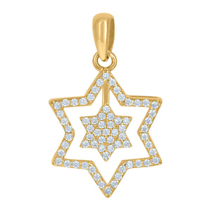 10kt Yellow Gold Womens Cubic Zirconia Star Of David Religious Charm Pendant