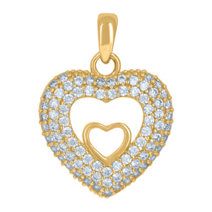10kt Yellow Gold Womens Cubic Zirconia Heart Charm Pendant