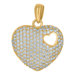 10kt Yellow Gold Womens Cubic Zirconia Heart Charm Pendant