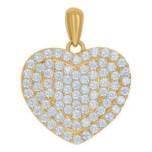 10kt Yellow Gold Womens Cubic Zirconia Heart Charm Pendant