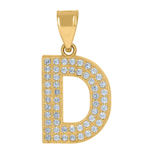 10kt Yellow Gold Womens Cubic Zirconia D Alphabet Initial Charm Pendant