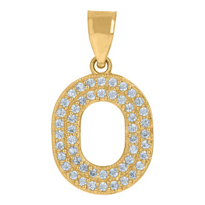 10kt Yellow Gold Womens Cubic Zirconia O Alphabet Initial Charm Pendant