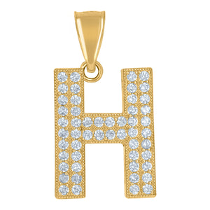 10kt Yellow Gold Womens Cubic Zirconia H Alphabet Initial Charm Pendant