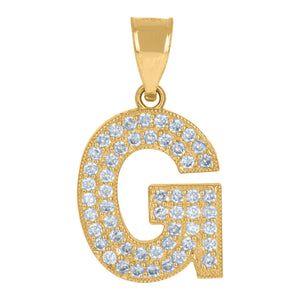 10kt Yellow Gold Womens Cubic Zirconia G Alphabet Initial Charm Pendant