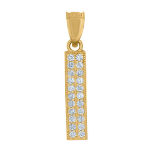 10kt Yellow Gold Womens Cubic Zirconia I Alphabet Initial Charm Pendant