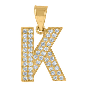 10kt Yellow Gold Womens Cubic Zirconia K Alphabet Initial Charm Pendant