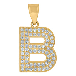 10kt Yellow Gold Womens Cubic Zirconia B Alphabet Initial Charm Pendant