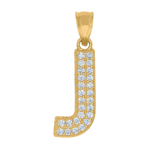 10kt Yellow Gold Womens Cubic Zirconia J Alphabet Initial Charm Pendant