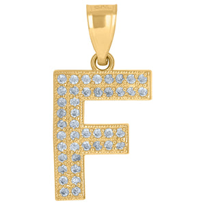 10kt Yellow Gold Womens Cubic Zirconia F Alphabet Initial Charm Pendant