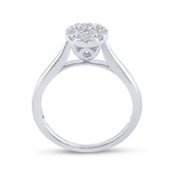 14kt White Gold Womens Round Diamond Cluster Ring 1/2 Cttw