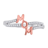 Sterling Silver Womens Round Diamond Mom Mother Ring 1/6 Cttw