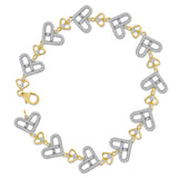 10kt Yellow Gold Womens Round Diamond Link Heart Bracelet 1 Cttw