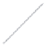 Sterling Silver Womens Round Diamond Infinity Link Bracelet .01 Cttw