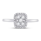 10kt White Gold Womens Round Diamond Square Cluster Ring 1/3 Cttw
