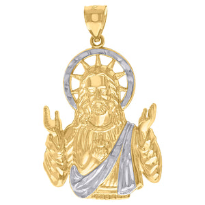 10kt Two-Tone Gold Mens Religious Jesus Charm Pendant