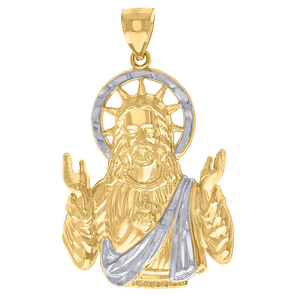 10kt Two-Tone Gold Mens Religious Jesus Charm Pendant