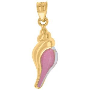 10Kt Two-Tone Gold Womens Ocean Mollusks Shell Enamel Charm Pendant 