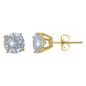 10Kt Yellow Gold Unisex Cubic-Zirconia Round Stud Earrings