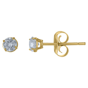 10Kt Yellow Gold Unisex Cubic-Zirconia Round Stud Earrings