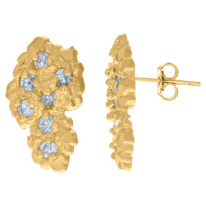 10Kt Yellow Gold Mens Cubic-Zirconia Country Map Stud Earrings