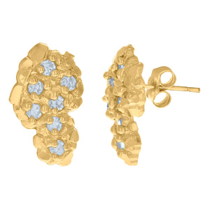 10Kt Yellow Gold Mens Cubic-Zirconia Country Map Stud Earrings