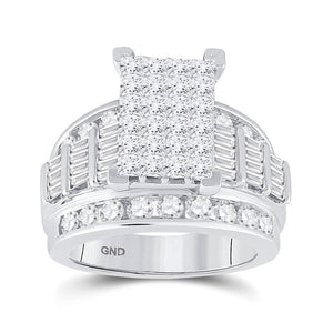 14kt White Gold Princess Diamond Cluster Bridal Wedding Engagement Ring 3 Cttw Size 5