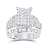 14kt White Gold Princess Diamond Cluster Bridal Wedding Engagement Ring 3 Cttw Size 5