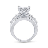 14kt White Gold Princess Diamond Cluster Bridal Wedding Engagement Ring 3 Cttw Size 9