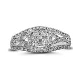 10kt White Gold Womens Round Diamond Square Cluster Ring 1/3 Cttw