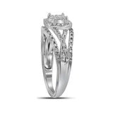10kt White Gold Womens Round Diamond Square Cluster Ring 1/3 Cttw