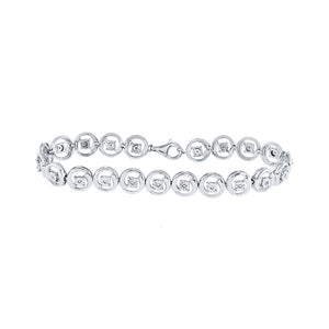 Sterling Silver Womens Round Diamond Fashion Bracelet 1/6 Cttw