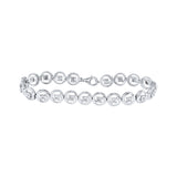Sterling Silver Womens Round Diamond Fashion Bracelet 1/6 Cttw