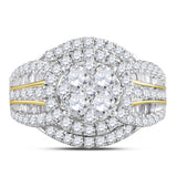 14kt Yellow Gold Round Diamond Halo Bridal Wedding Engagement Ring 2 Cttw
