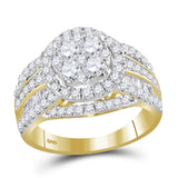 14kt Yellow Gold Round Diamond Halo Bridal Wedding Engagement Ring 2 Cttw