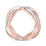 10kt Rose Gold Womens Round Diamond Crossover Band Ring 1/3 Cttw