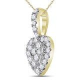 14kt Yellow Gold Womens Round Diamond Heart Pendant 1/3 Cttw