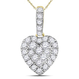 14kt Yellow Gold Womens Round Diamond Heart Pendant 1/3 Cttw