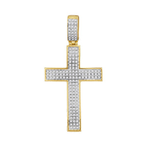 10kt Yellow Gold Mens Round Diamond Cross Charm Pendant 1/2 Cttw