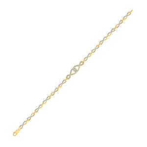 10kt Yellow Gold Womens Round Diamond Infinity Bracelet 1/2 Cttw