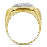 10kt Yellow Gold Mens Round Diamond Square Cluster Ring 2 Cttw