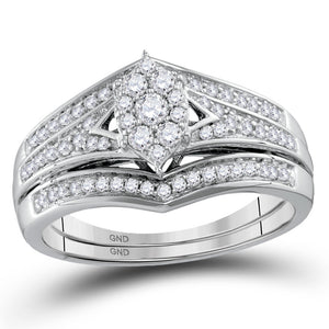 10kt Yellow Gold Round Diamond Bridal Wedding Ring Band Set 1/2 Cttw