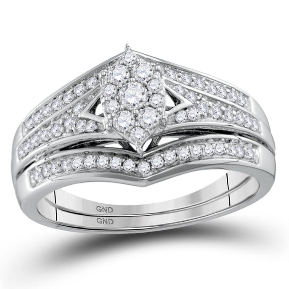 10kt Yellow Gold Round Diamond Bridal Wedding Ring Band Set 1/2 Cttw