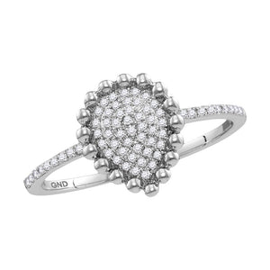 10kt White Gold Womens Round Diamond Cluster Teardrop Ring 1/8 Cttw