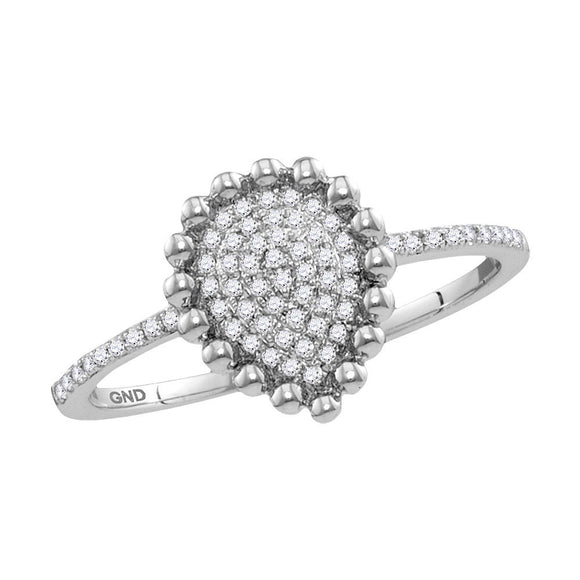 10kt White Gold Womens Round Diamond Cluster Teardrop Ring 1/8 Cttw