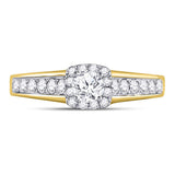 10kt Yellow Gold Round Diamond Halo Bridal Wedding Engagement Ring 5/8 Cttw