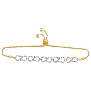 10kt Yellow Gold Womens Round Diamond Infinity Bolo Bracelet 1/2 Cttw